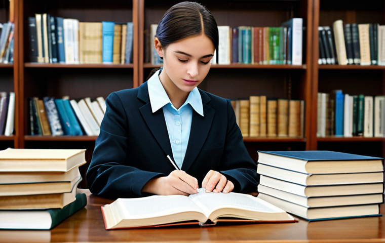 전자기기 필기 시험 문제 풀이 전략 - Exam Preparation**
"A diligent student, fully clothed in modest attire, studying at a desk piled hi...