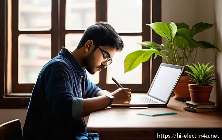 전자기기 시험 준비 타임라인 - A focused Indian student studying early morning in a bright, cozy room with traditional elements lik...