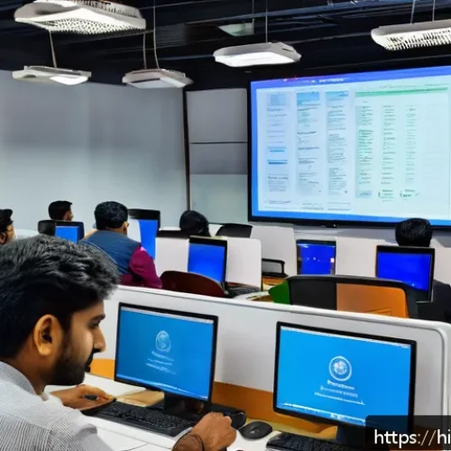 Home 31 전자기기 시험 관련 서류 준비 방법 - A professional office environment showing a diverse team of Indian professionals engaged in software...